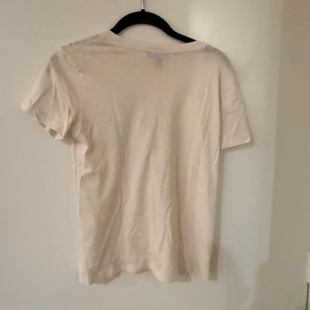 J. Crew Cream Graphic Short Sleeve Tee with Navy & Orange Motif